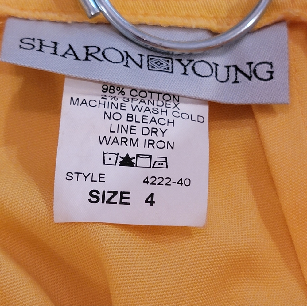 Vintage Sharon Young 2-Piece Set Yellow Cotton Spandex Top & Pants Sz 4 Made USA - Picture 12 of 13